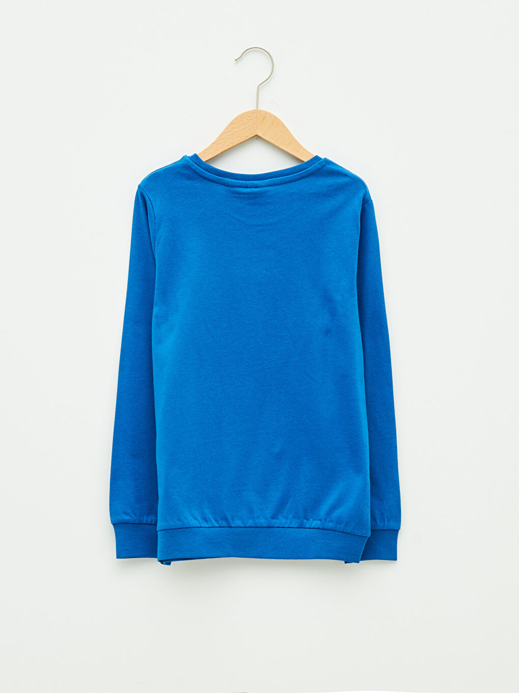 Mavi Bisiklet Yaka Captain America Hologram Baskılı Uzun Kollu Erkek Çocuk Tişört-1