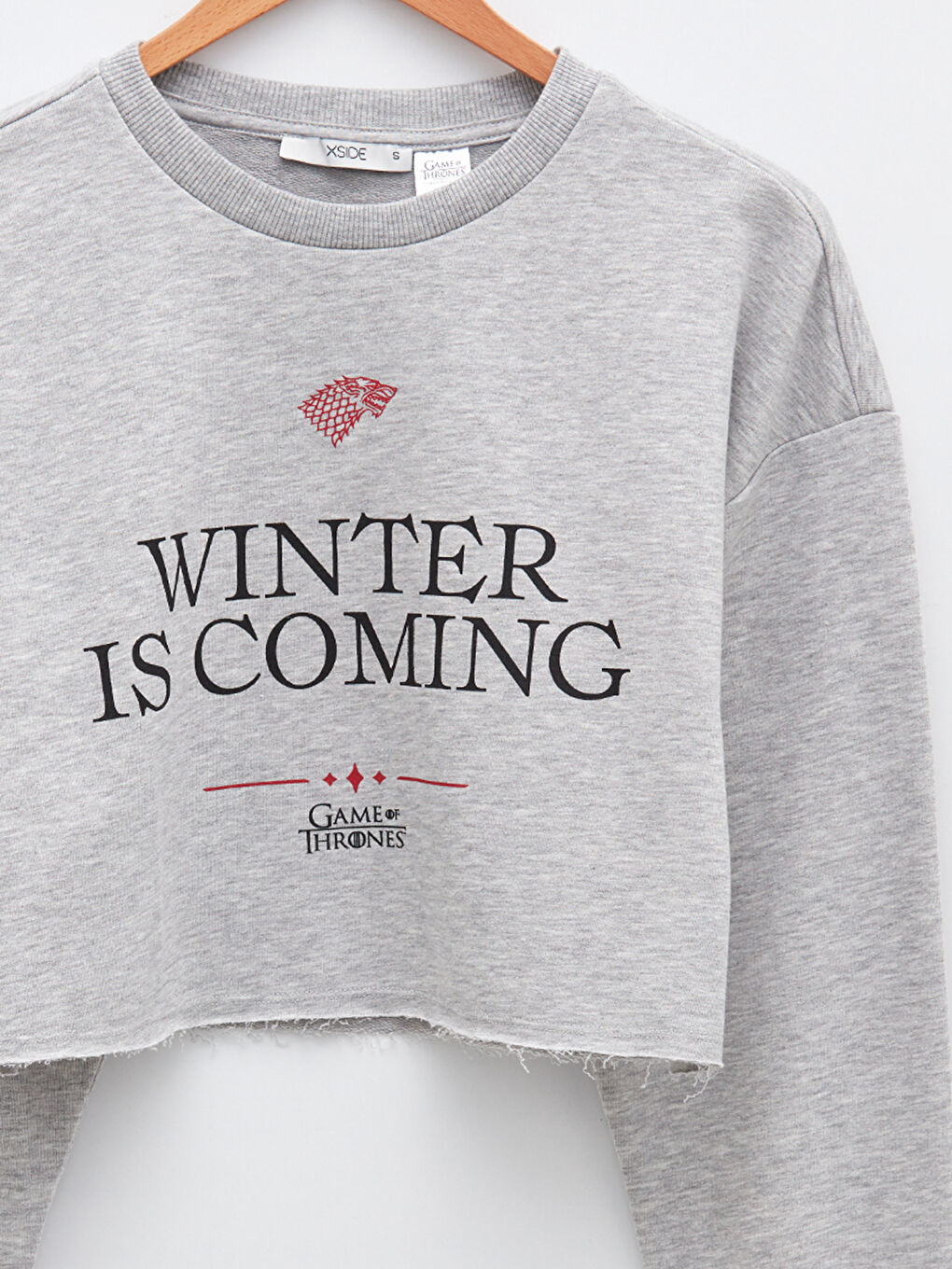 XSIDE Gri Melanj Bisiklet Yaka Game Of Thrones Baskılı Uzun Kollu Kadın Sweatshirt - 7