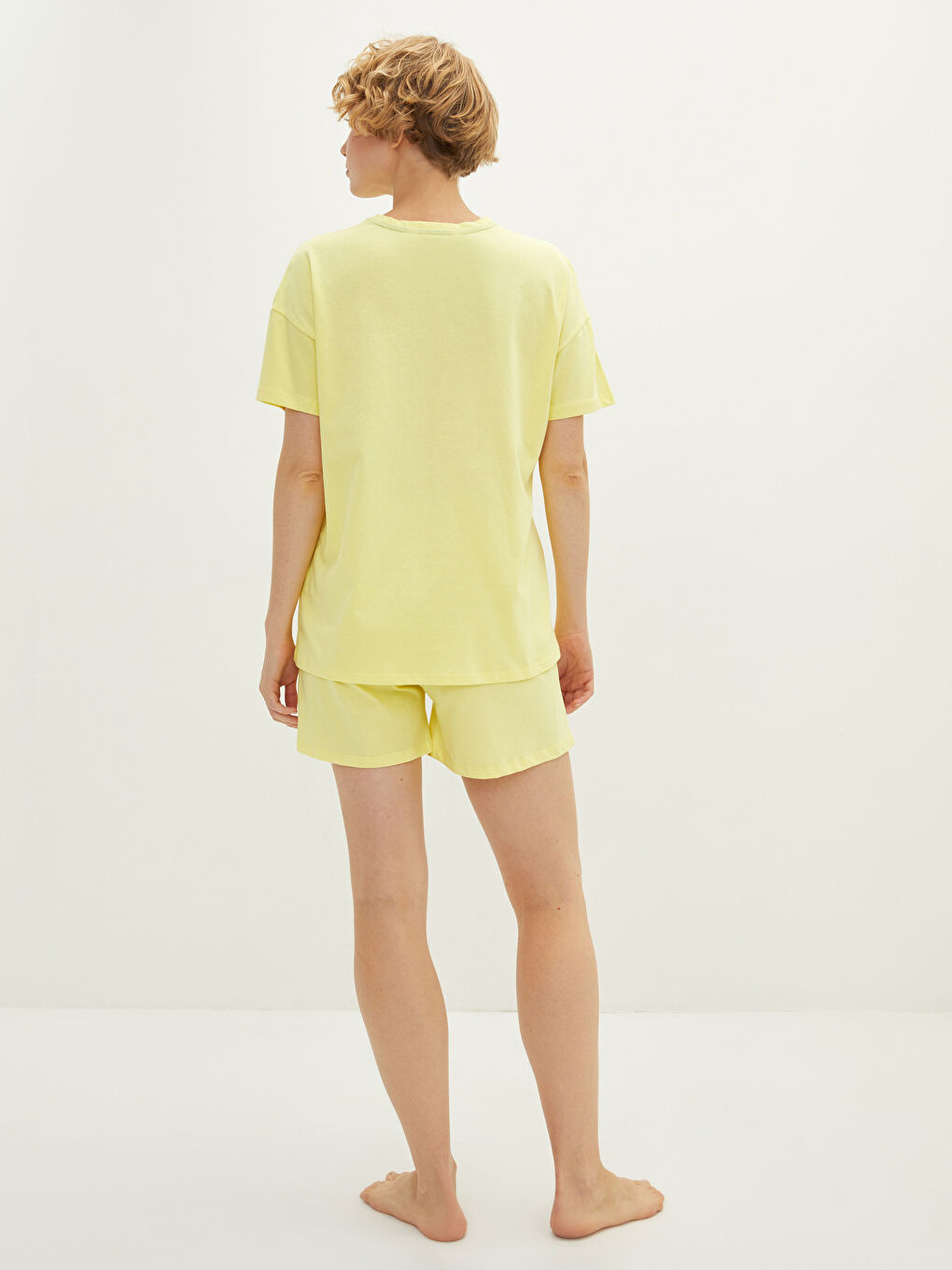 Crew Neck Printed Short Sleeve Cotton Short Pajamas Set-4