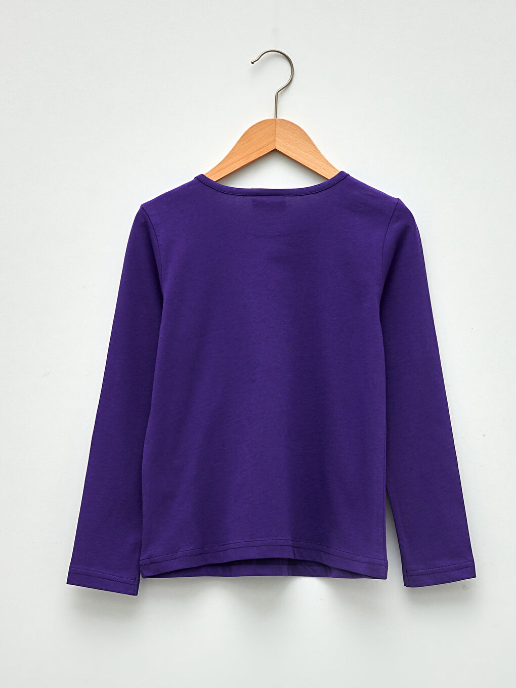 Mor Bisiklet Yaka Baskılı Uzun Kollu Kız Çocuk Tişört-1