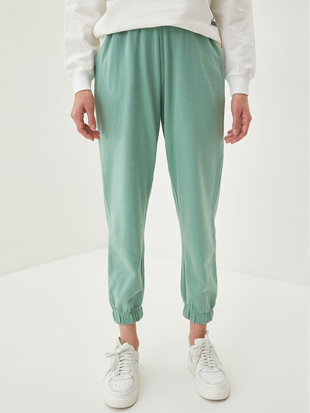 Kadın Beli Lastikli Düz Jogger Eşofman Altı-3