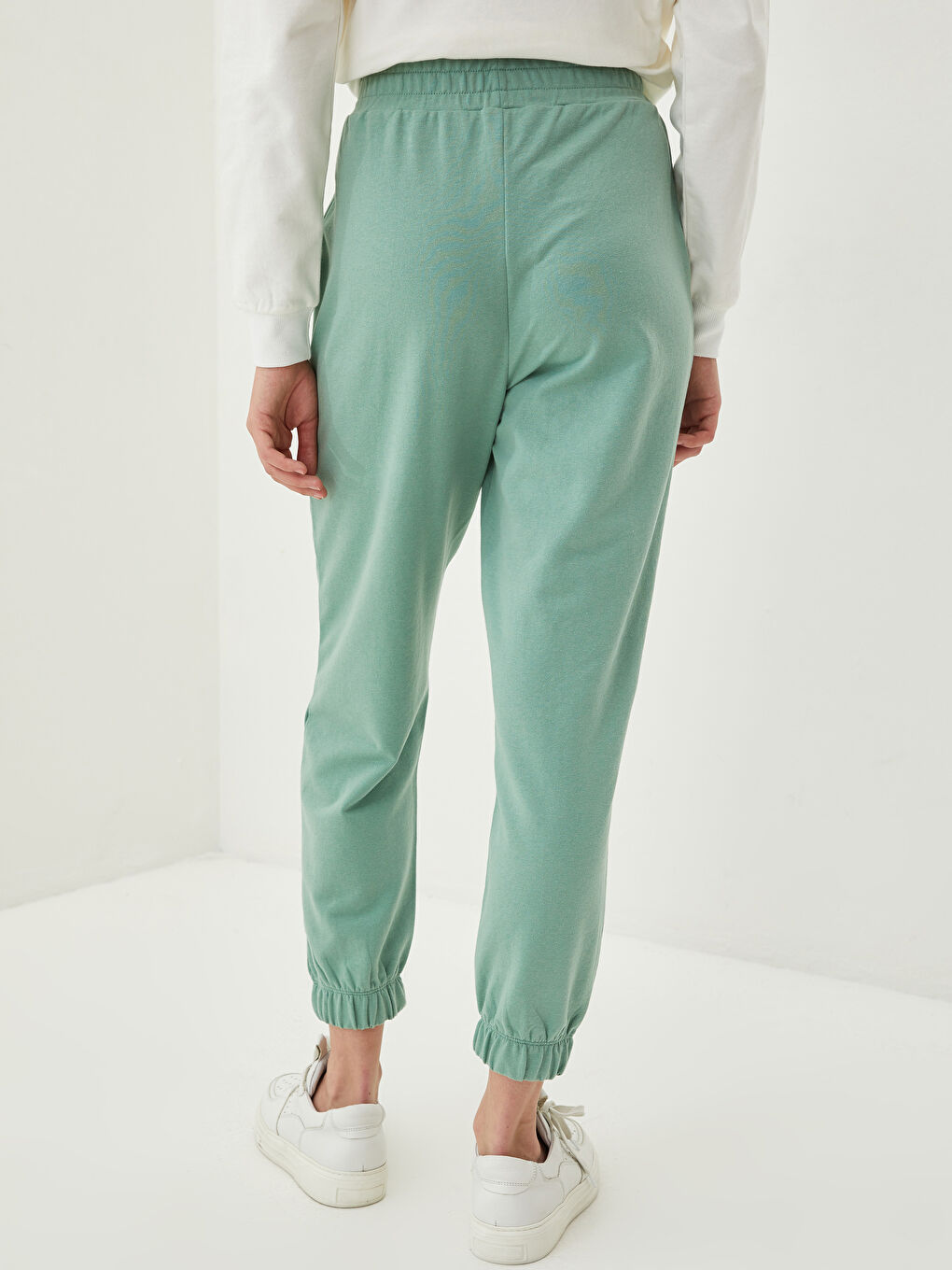 Kadın Beli Lastikli Düz Jogger Eşofman Altı-4