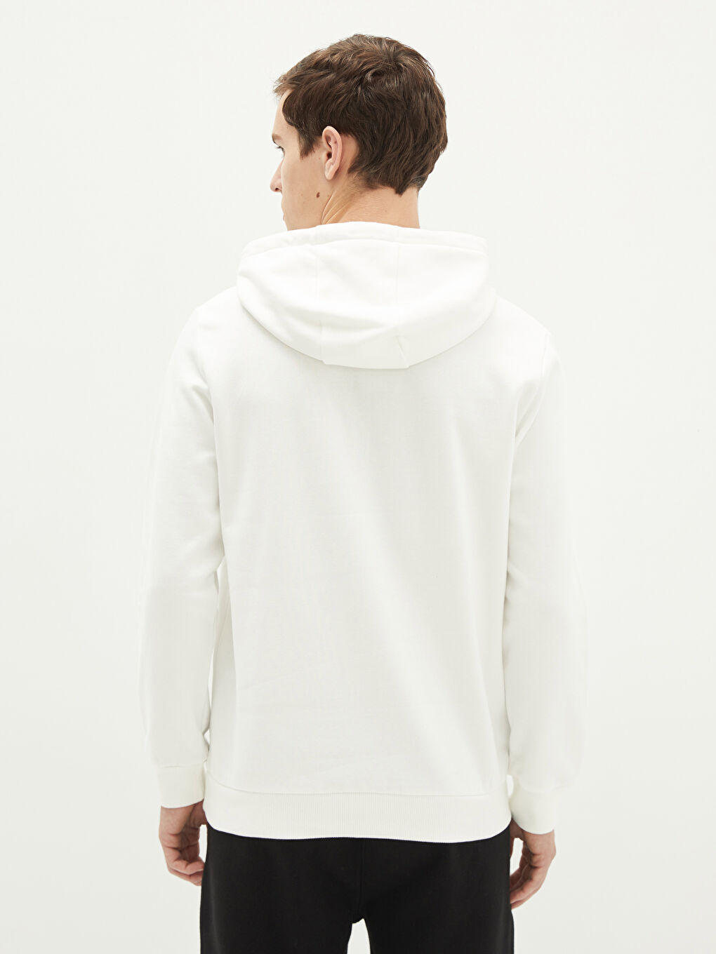 Beyaz Uzun Kollu Atatürk Baskılı Erkek Kalın Hoodie-4