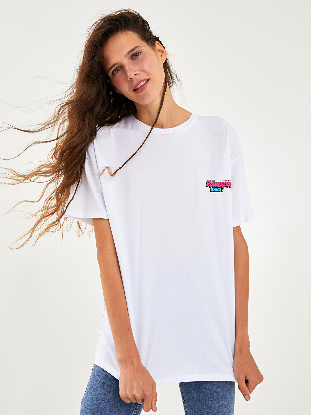 T-shirt en Coton à Manches Courtes Imprimé Les Super-Filles à Col Rond pour Femmes-1