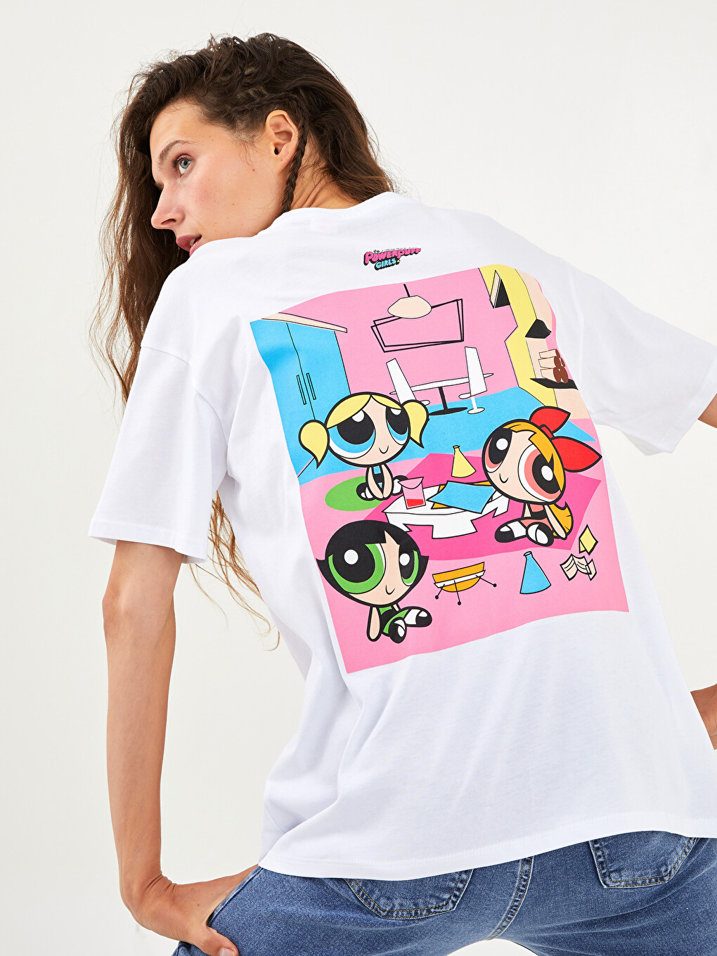 T-shirt en Coton à Manches Courtes Imprimé Les Super-Filles à Col Rond pour Femmes-3