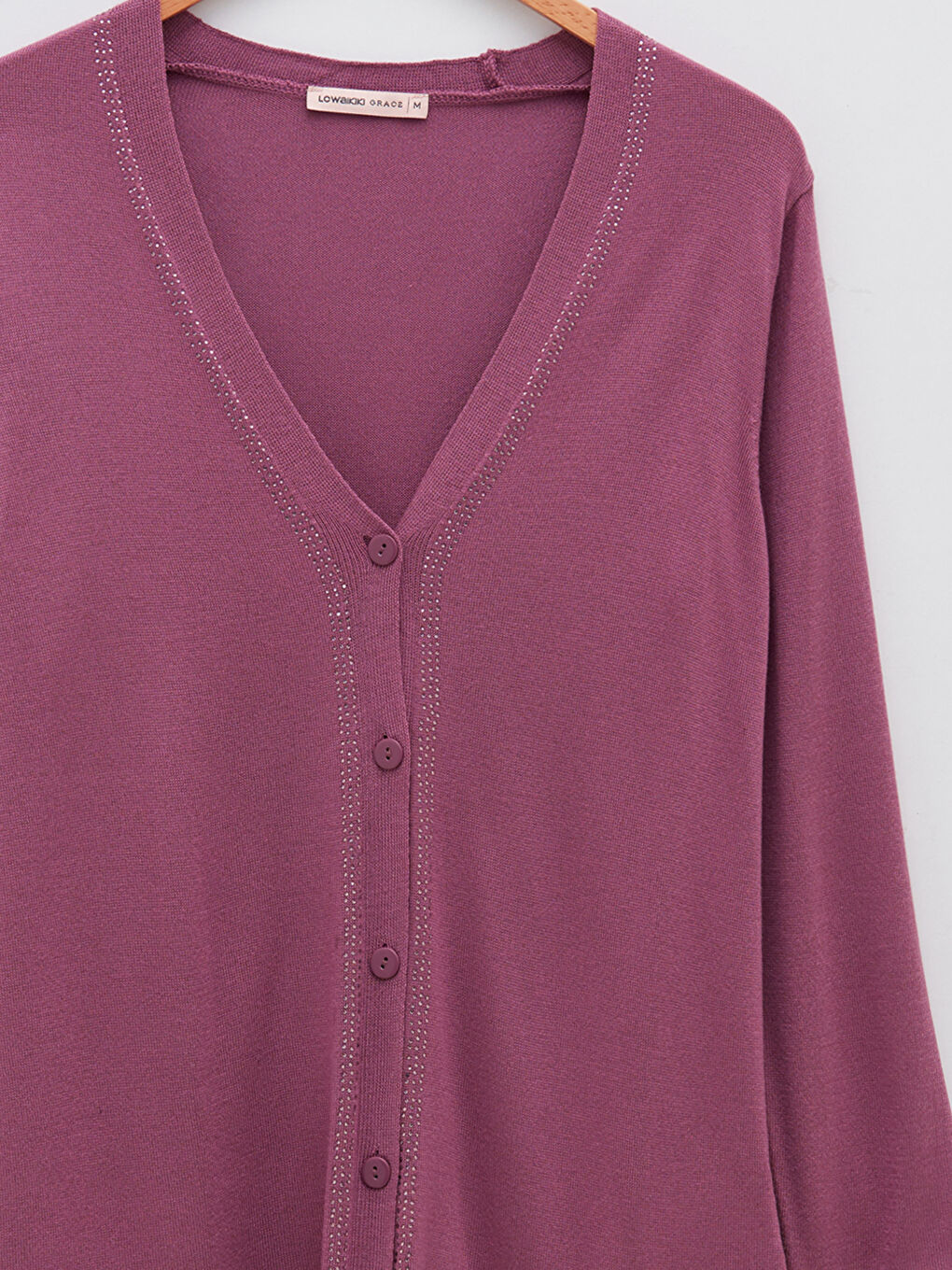 V-Neck Stone Printed Long Sleeve Women's Knitwear Cardigan-7