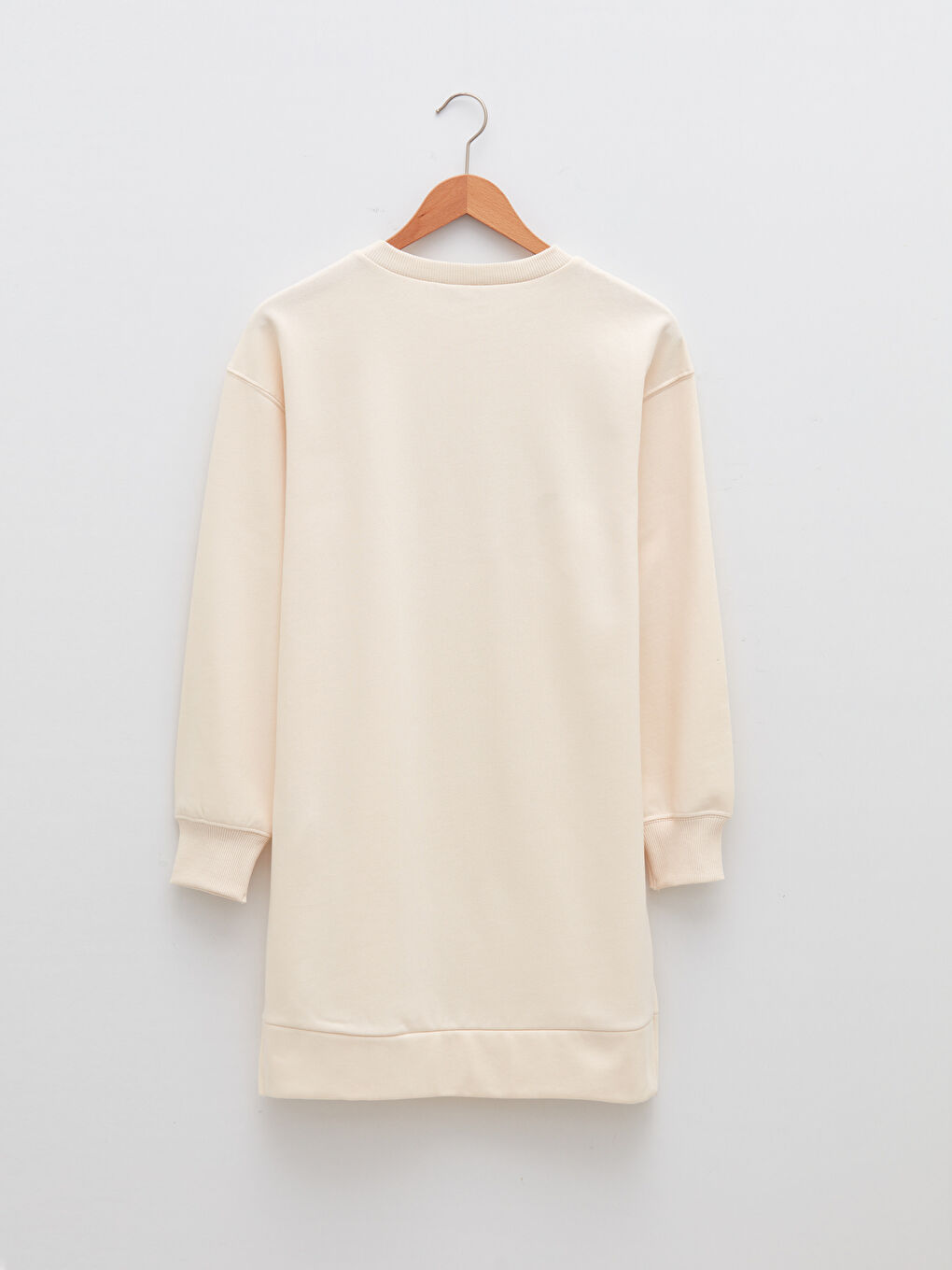 Bej Bisiklet Yaka Baskılı Uzun Kollu Hamile Sweatshirt Tunik-6