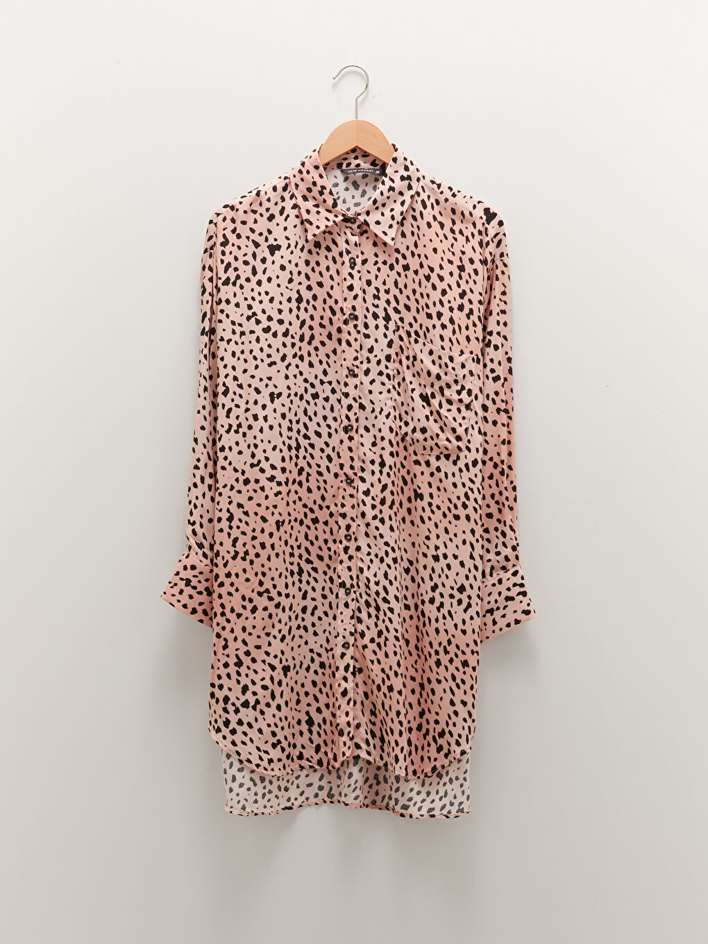 Bej Desenli Uzun Kollu Viskon Kadın Gömlek Tunik-4