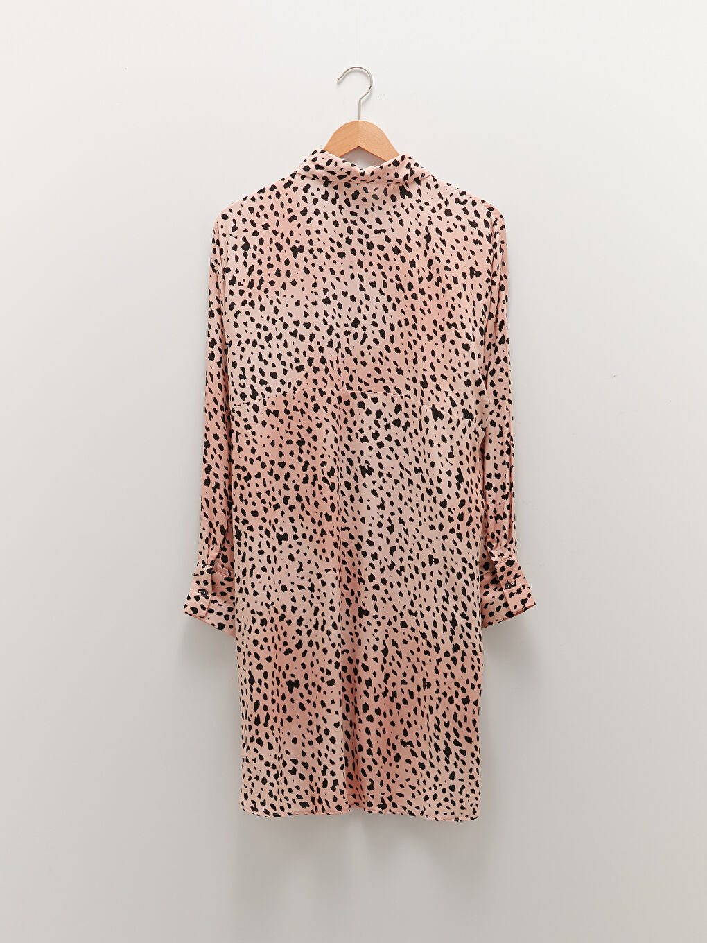 Bej Desenli Uzun Kollu Viskon Kadın Gömlek Tunik-5