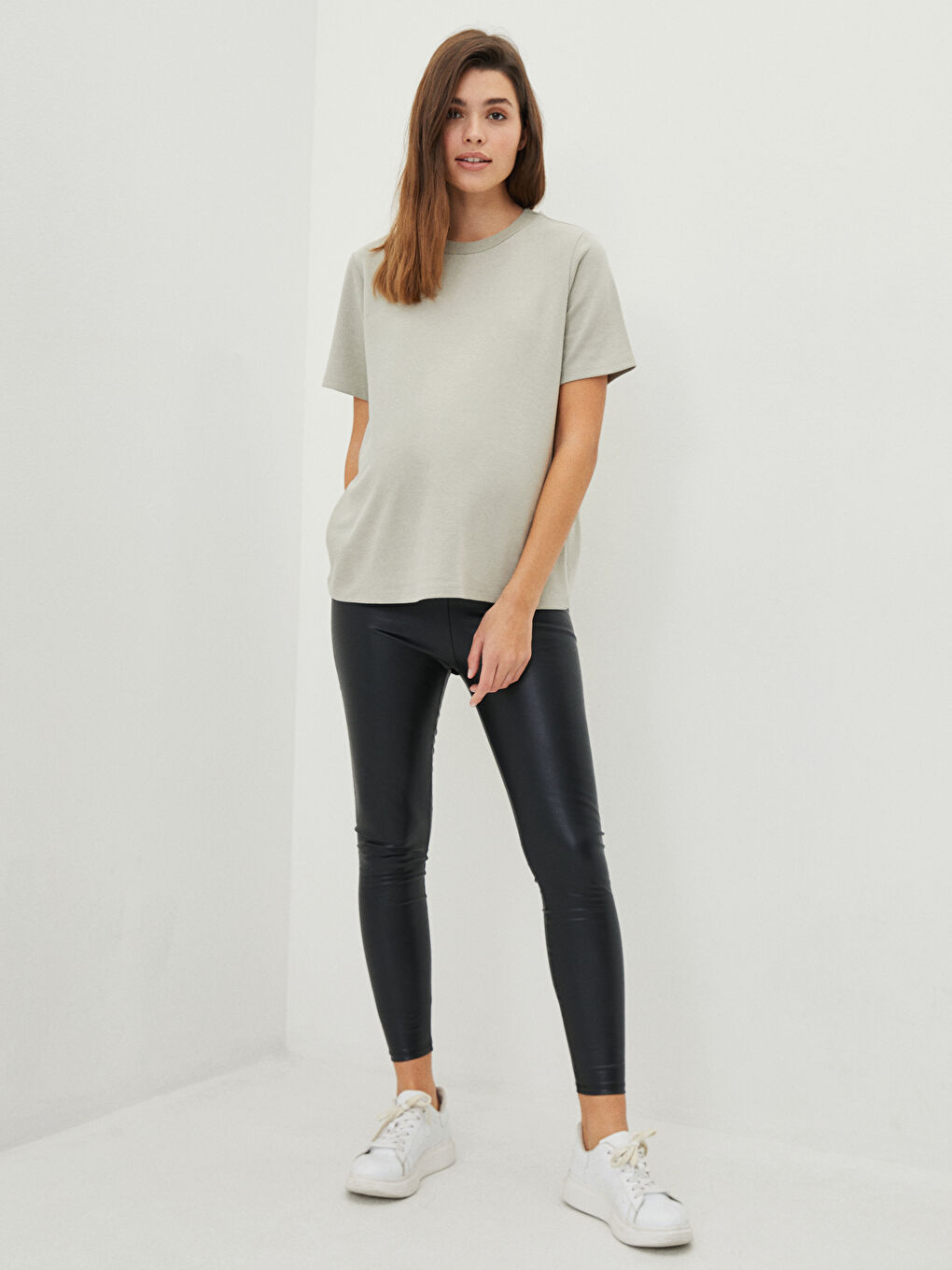 Belly Panel Plain Maternity Leggings
