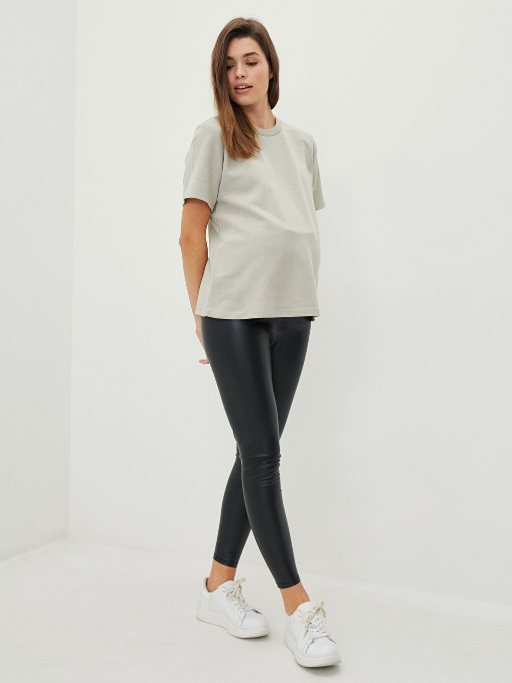 Belly Panel Plain Maternity Leggings-1