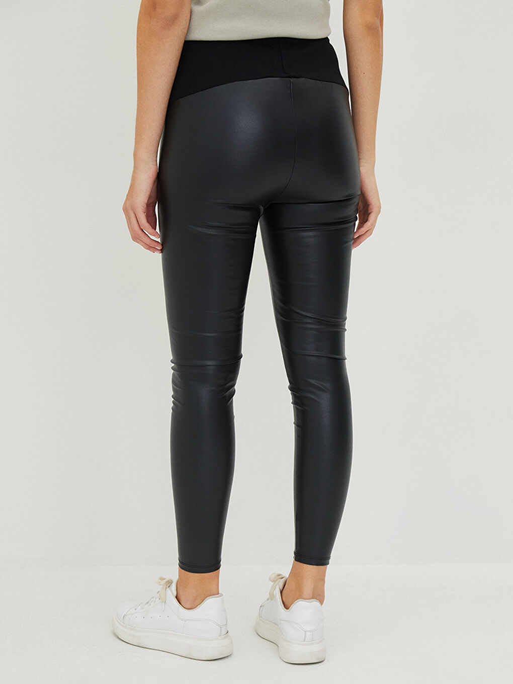Belly Panel Plain Maternity Leggings-3
