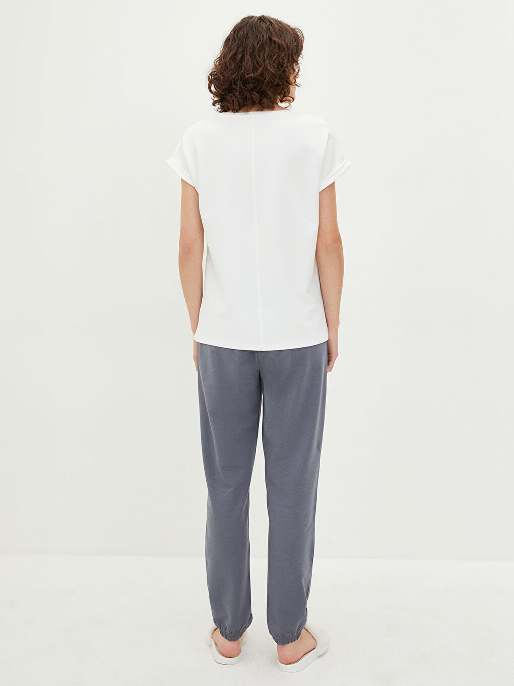 LCW DREAM Ensemble de pyjama uni à col rond et manches courtes pour Femmes -W1HI51Z8-S0N
