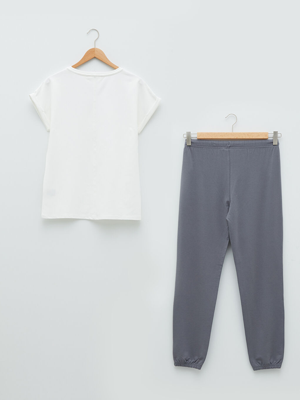 LCW DREAM Ensemble de pyjama uni à col rond et manches courtes pour Femmes -W1HI51Z8-S0N