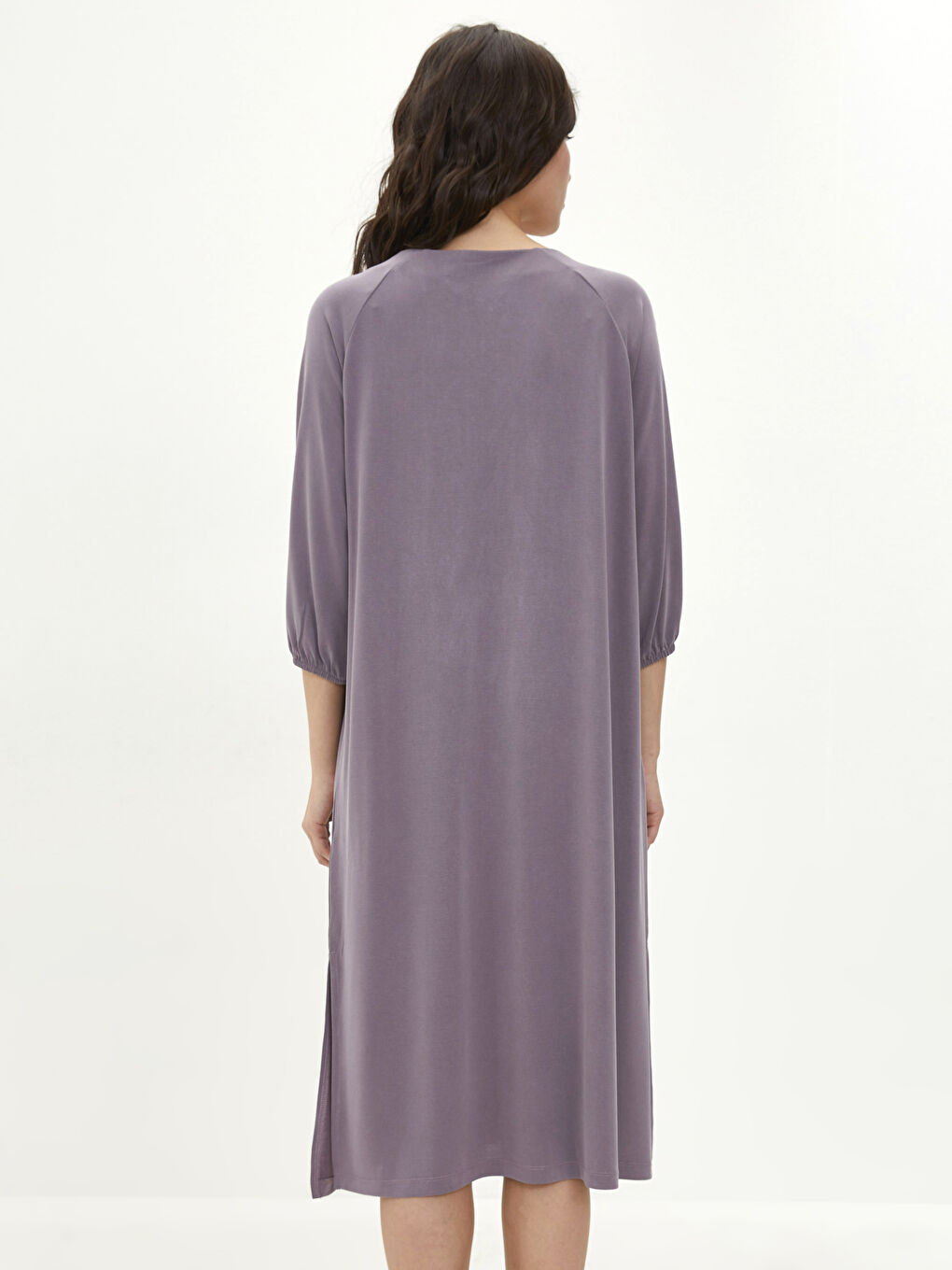 Mor Kadın Bağlamalı Yaka Düz Gecelik-3