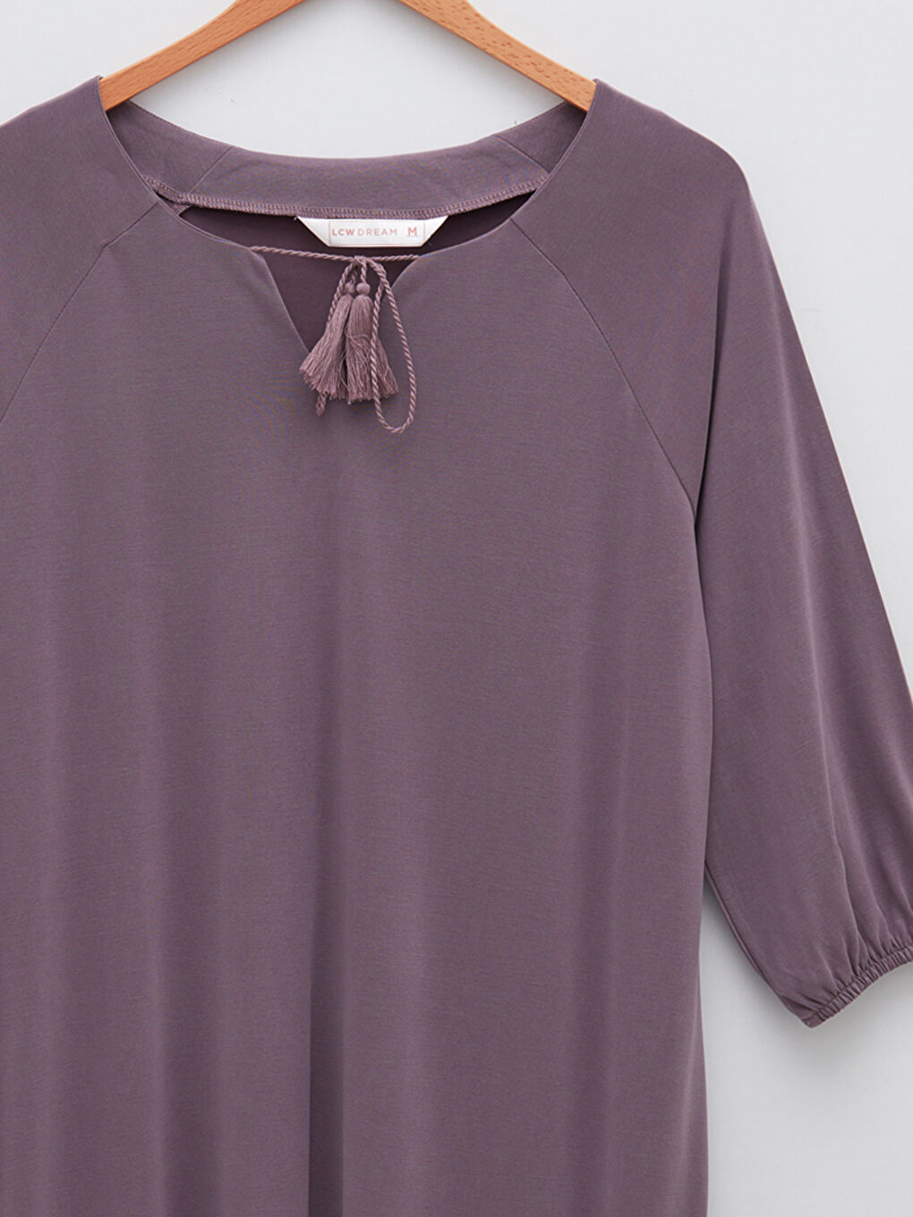 Mor Kadın Bağlamalı Yaka Düz Gecelik-6