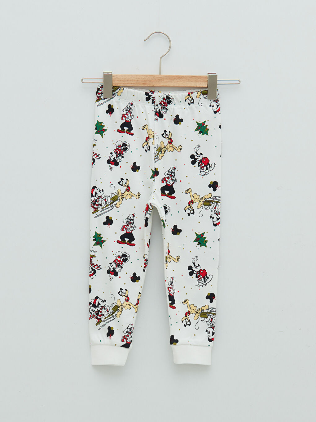 Ekru Bisiklet Yaka Uzun Kollu Pamuklu Disney Baskılı Erkek Bebek Pijama Takımı-2