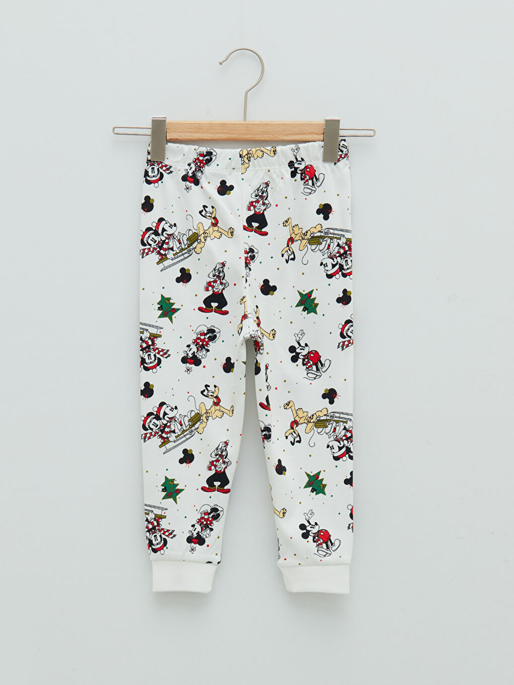 Ekru Bisiklet Yaka Uzun Kollu Pamuklu Disney Baskılı Erkek Bebek Pijama Takımı-4