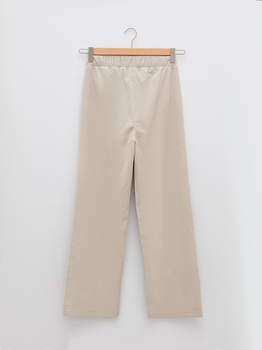 Панталони Дамски Свободен Ленен Ефект С Еластична Талия Прави С Детайлни Джобове-6