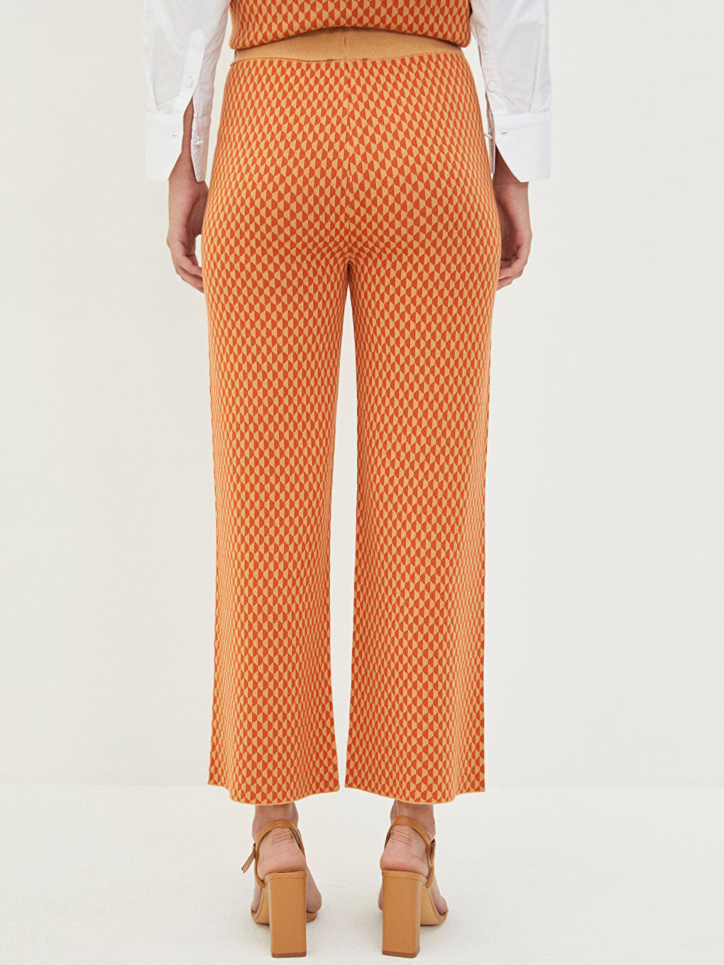 Pantalone za Žene sa Elastičnim Struk Uzorak Široke Nogavice Trikotaža-3