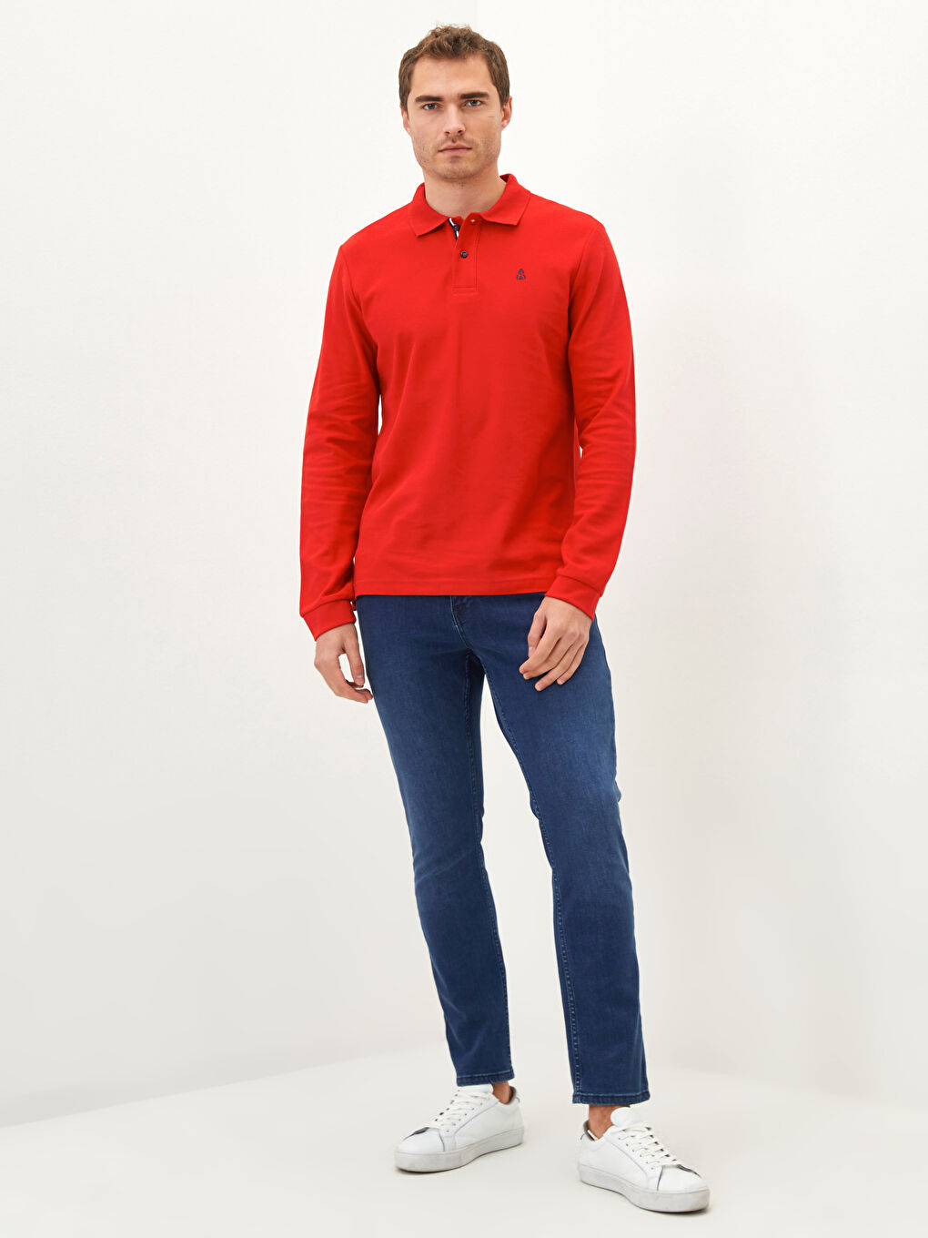 Polo Neck Long Sleeve Men's T-Shirt-1