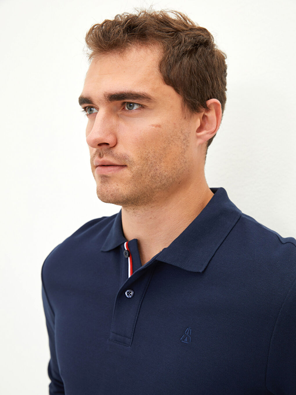 Lacivert Polo Yaka Uzun Kollu Erkek Tişört-3