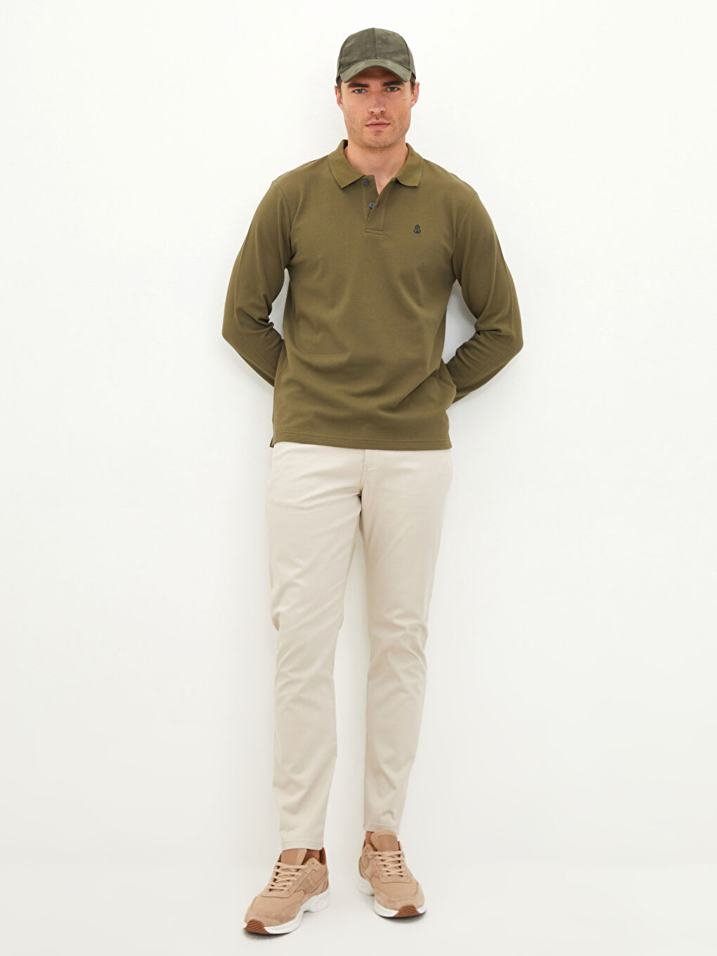 Polo Neck Long Sleeve Men's Sweatshirt-2