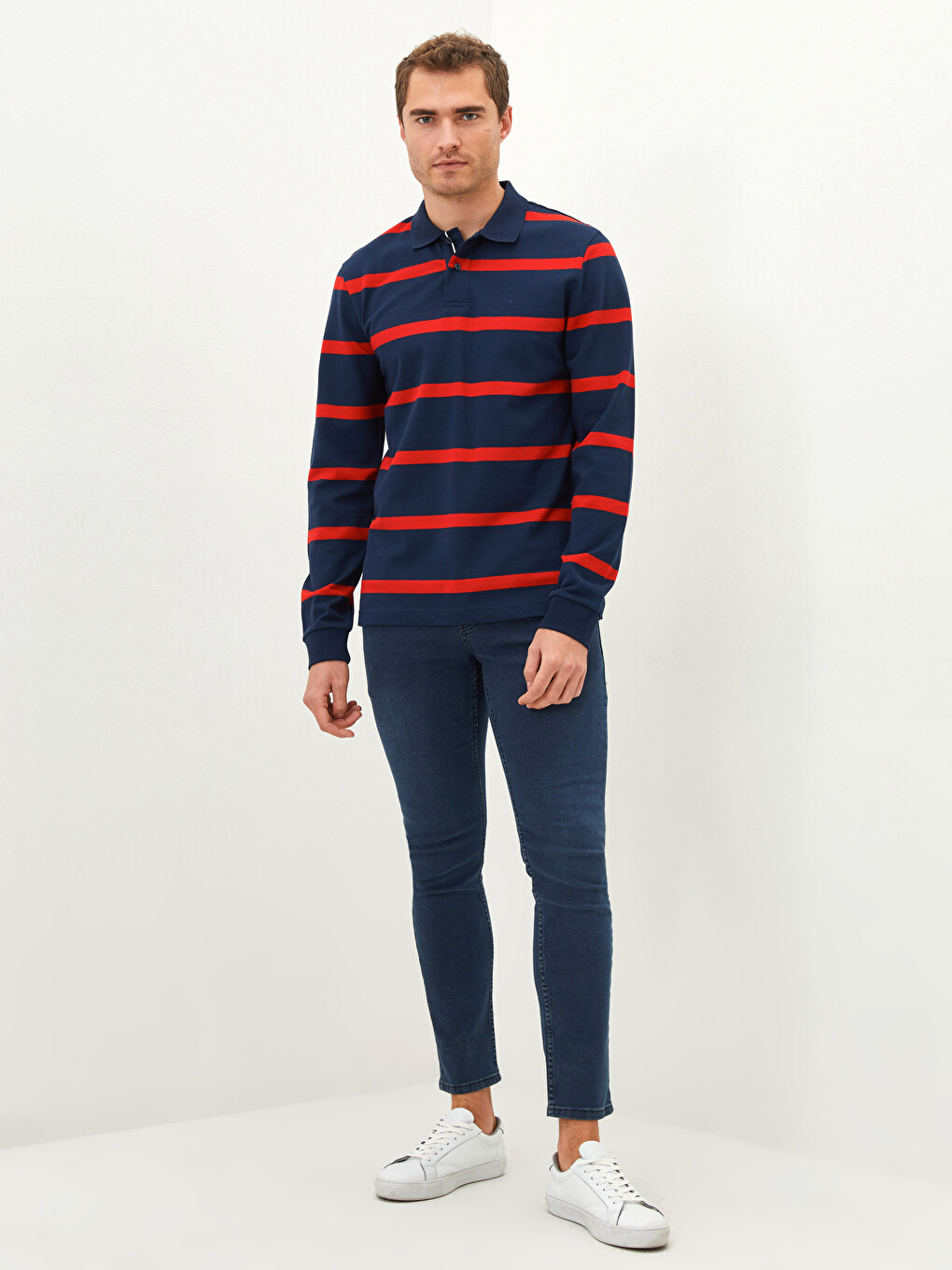 SOUTHBLUE Polo Yaka Uzun Kollu Çizgili Erkek Sweatshirt - W1HJ29Z8