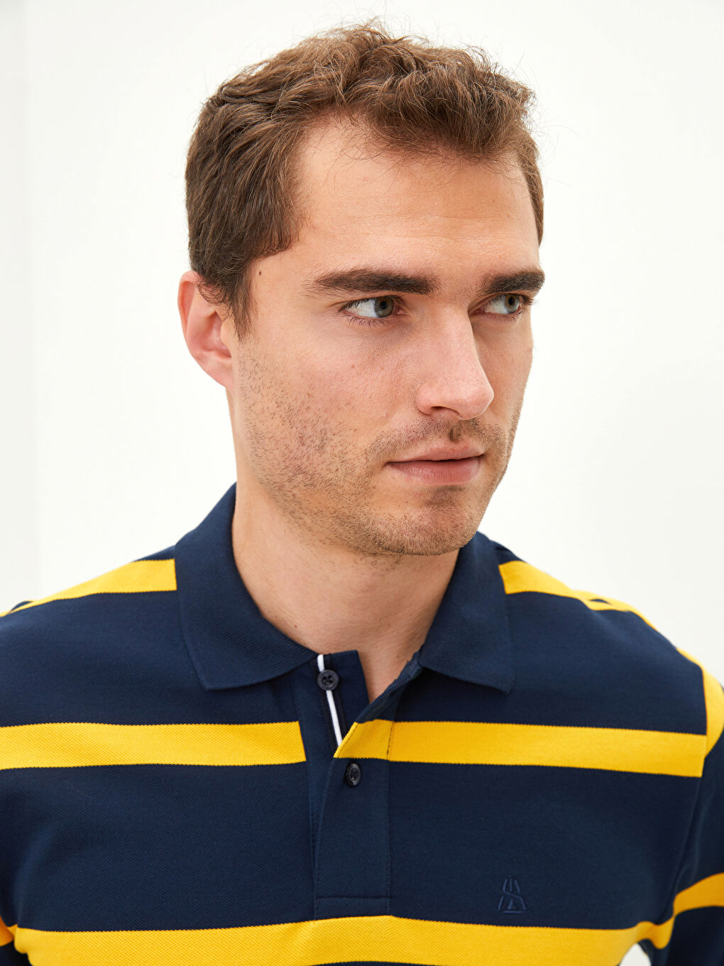 Hanorac cu Guler Polo, Mânecă Lungă, Vărgat, pentru Bărbați-1