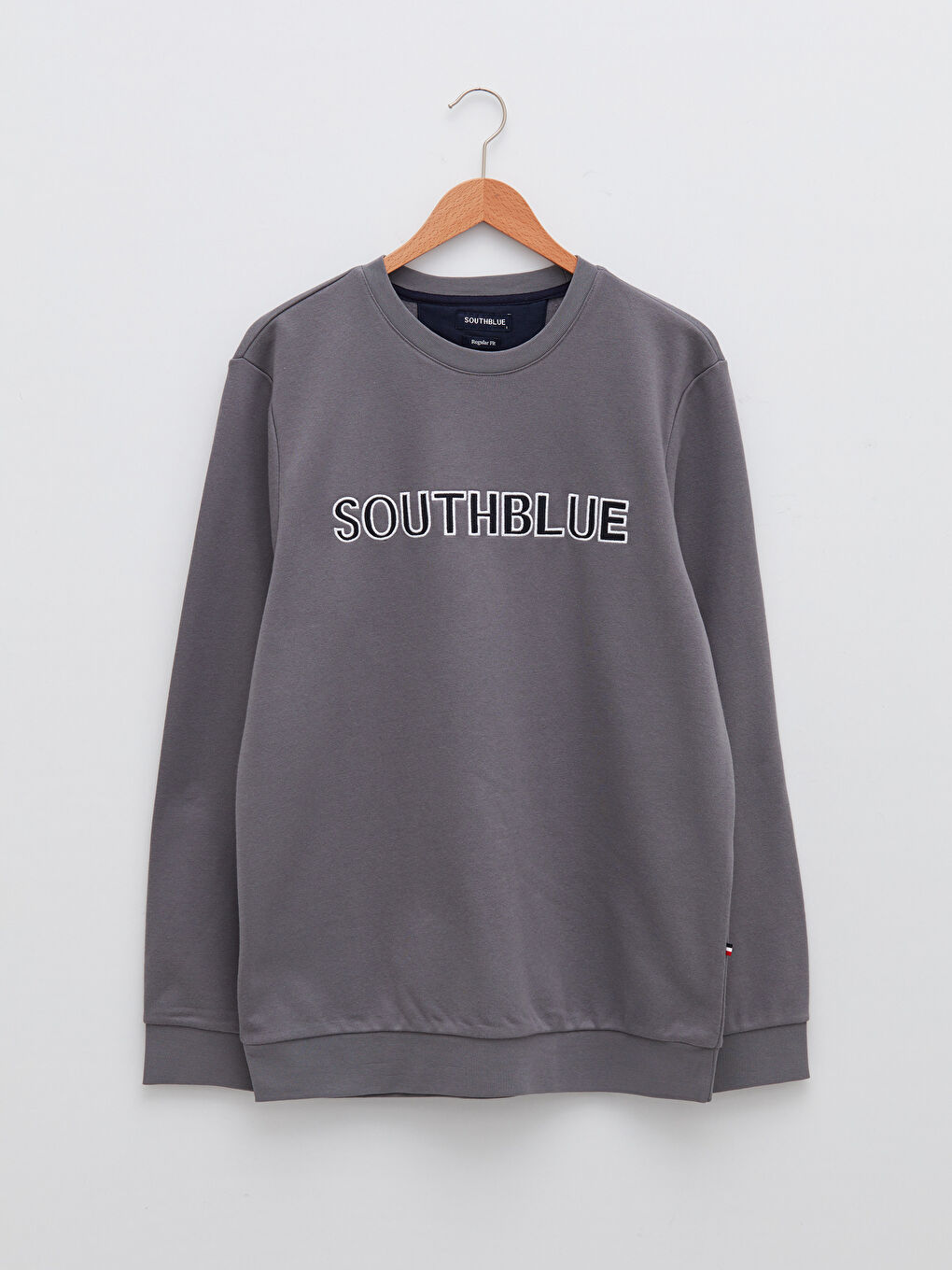 Gri Bisiklet Yaka Uzun Kollu Baskılı Erkek Sweatshirt-6