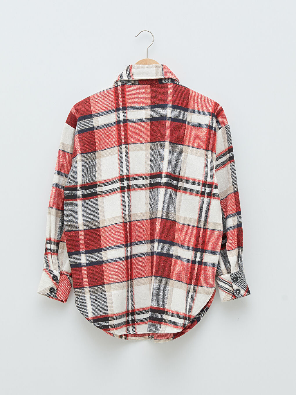 Front Button Closure Plaid Pocket Detailed Women's Shirt Jacket -W1HJ40Z8-LPA