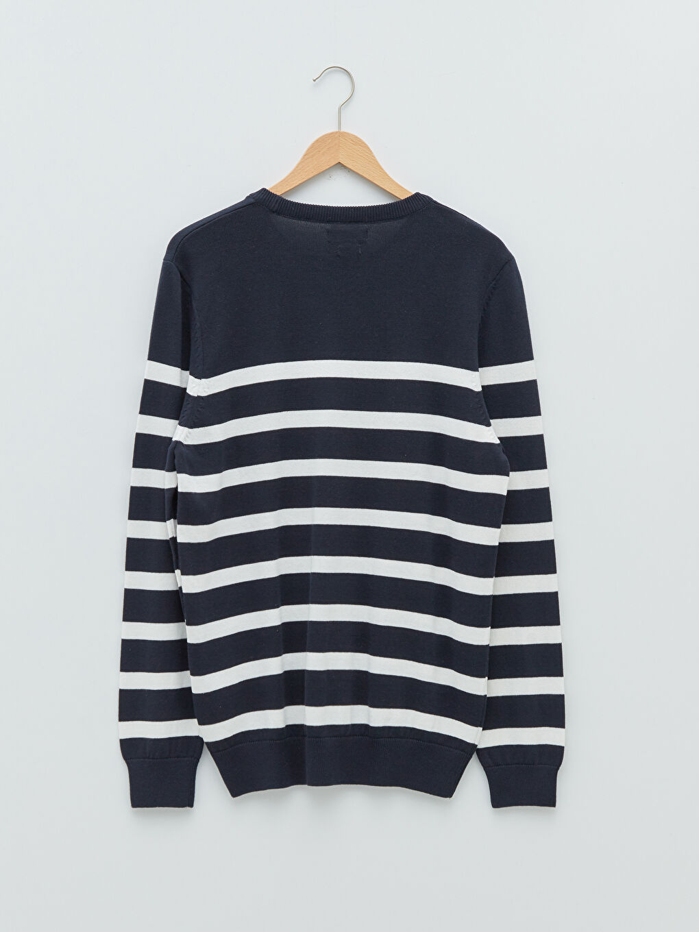 Crew Neck Striped Long Sleeve Men's Knitwear Sweater-6