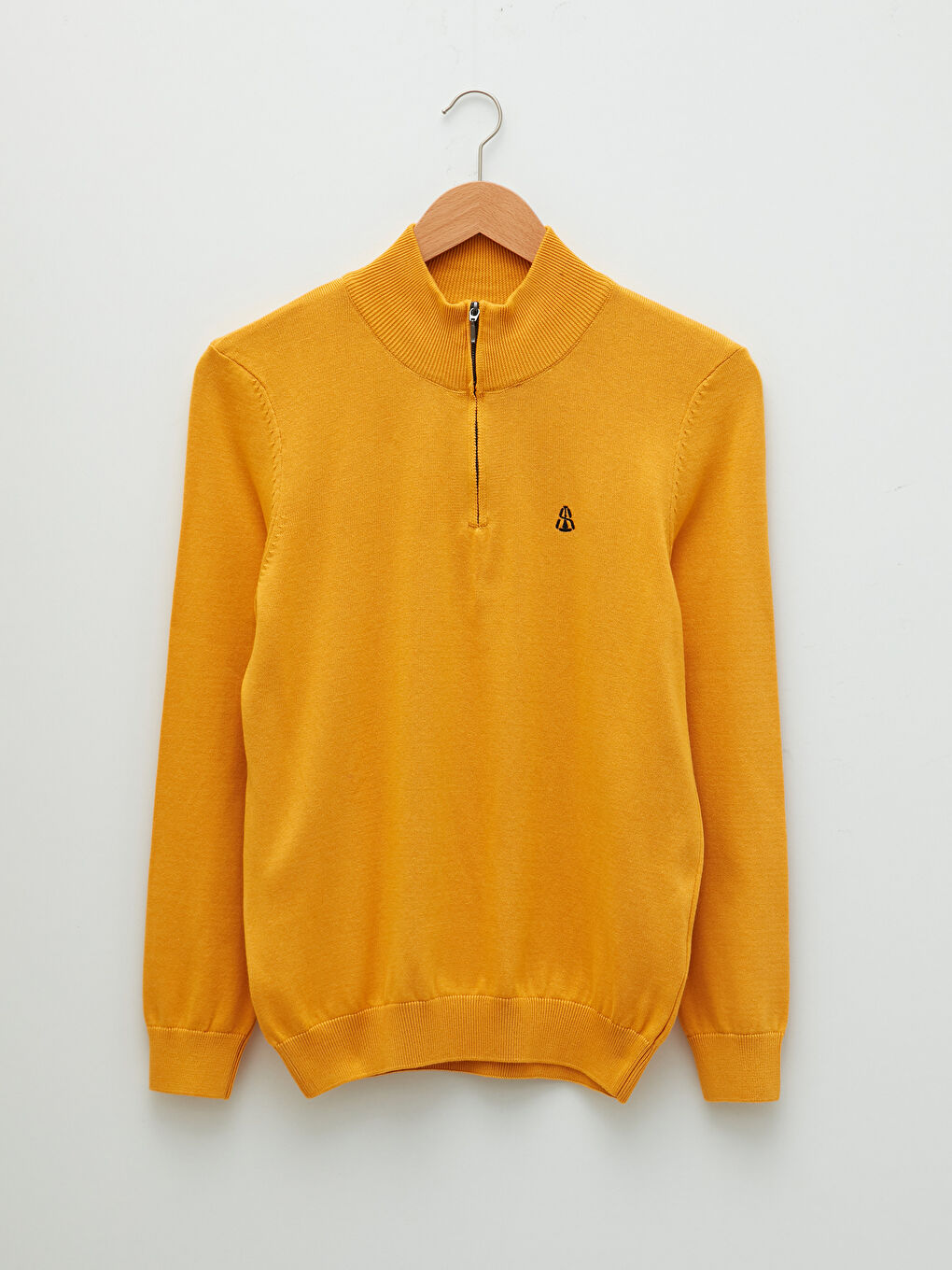 Свитер из трикотажа с длинным рукавом и молнией, воротник-труба, для мужчин-4