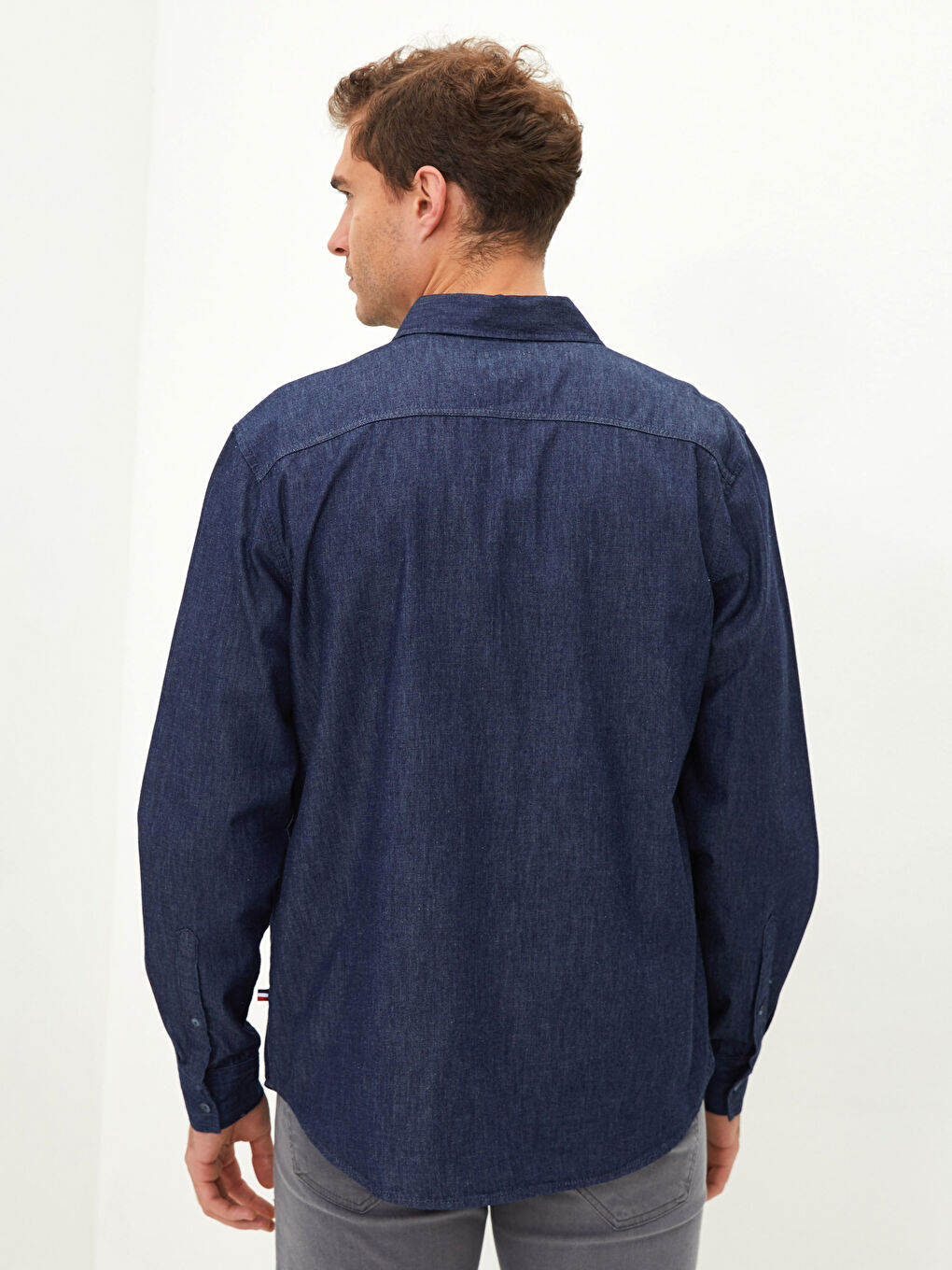 İndigo Regular Fit Uzun Kollu Erkek Jean Gömlek-5