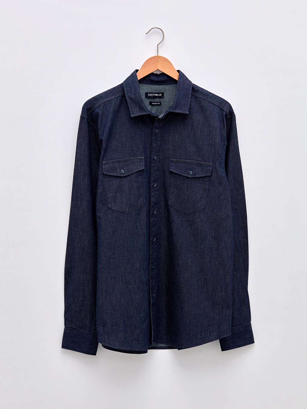 İndigo Regular Fit Uzun Kollu Erkek Jean Gömlek-6