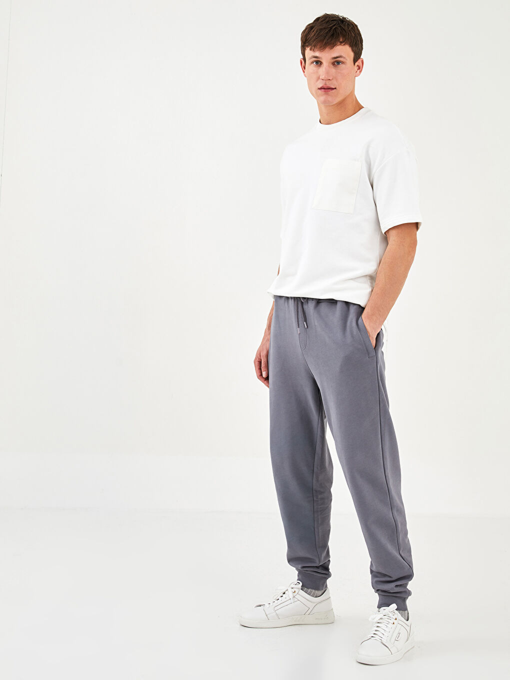 Gri Standart Kalıp Erkek Eşofman Altı-2