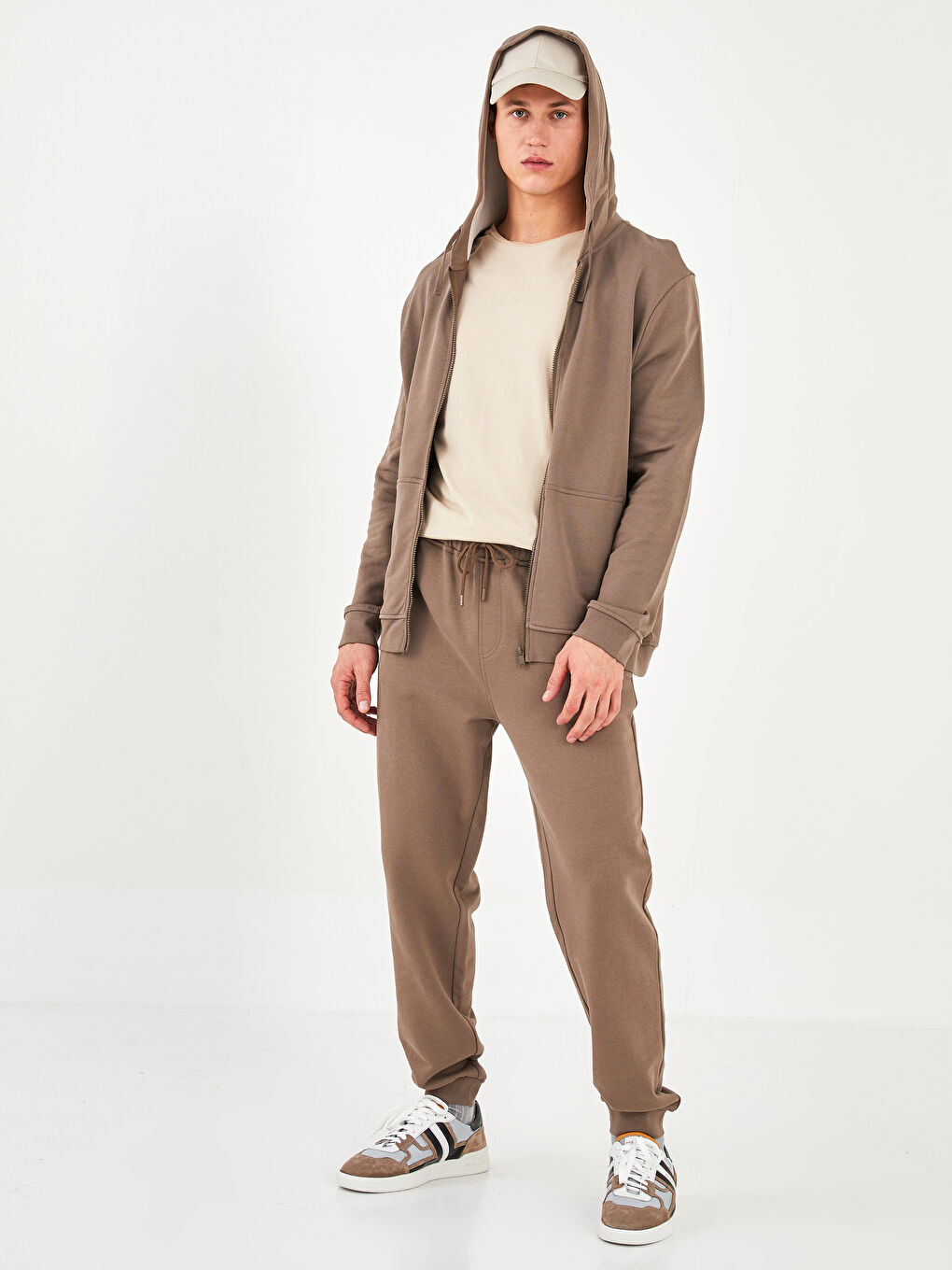 Kahverengi Standart Kalıp Erkek Eşofman Altı-2