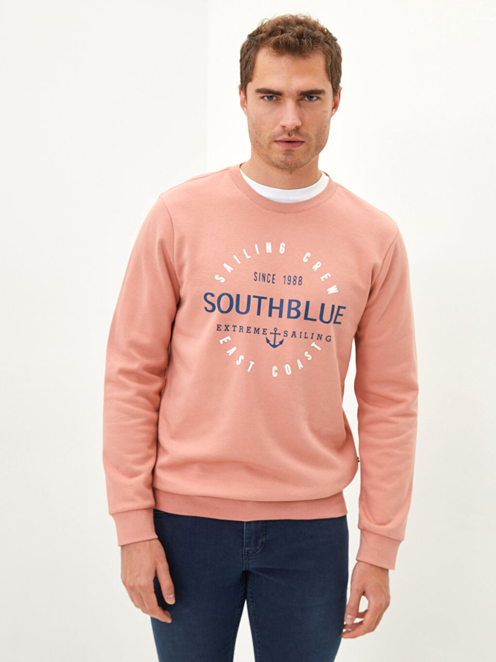 SOUTHBLUE Mat Pembe Uzun Kollu Baskılı Erkek Hoodie - 1