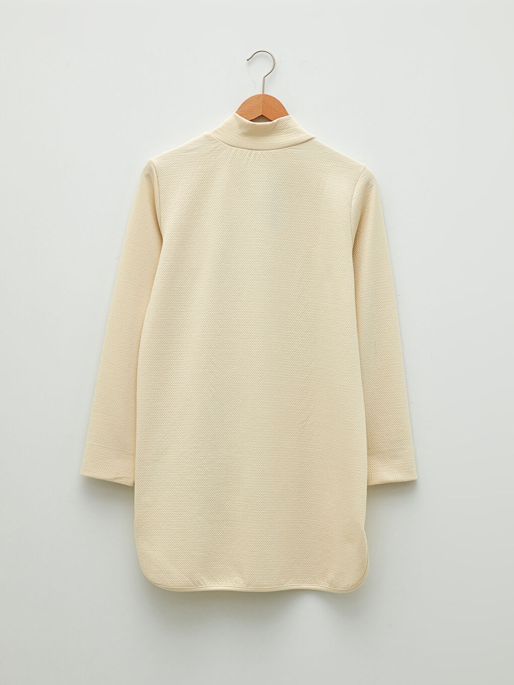 Bej Yarım Balıkçı Yaka Düz Uzun Kollu Kadın Tunik-6