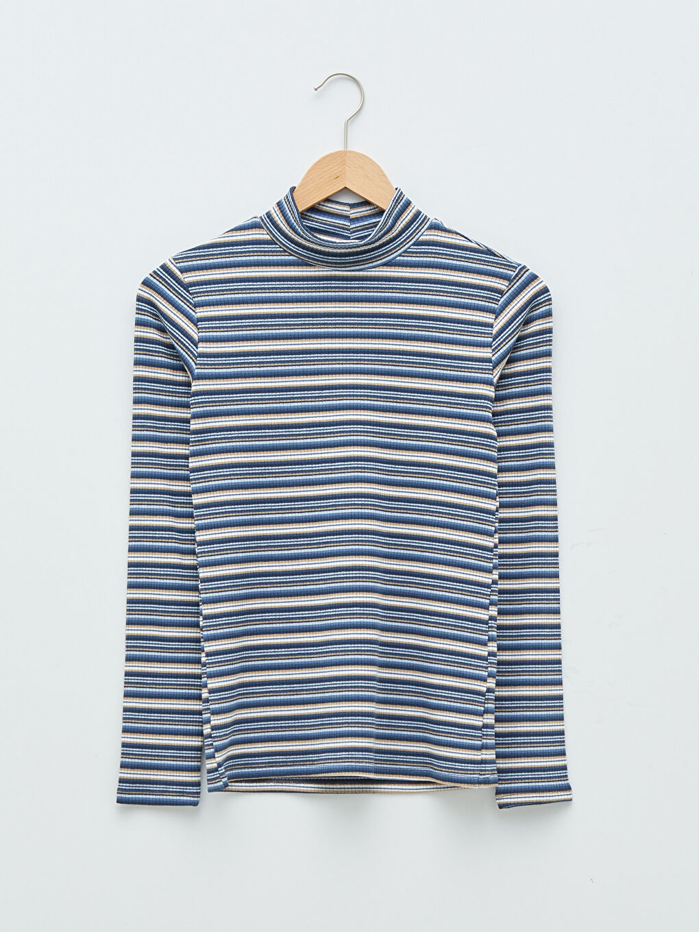 Standing Collar Striped Long Sleeve Camisole Women's T-Shirt-4