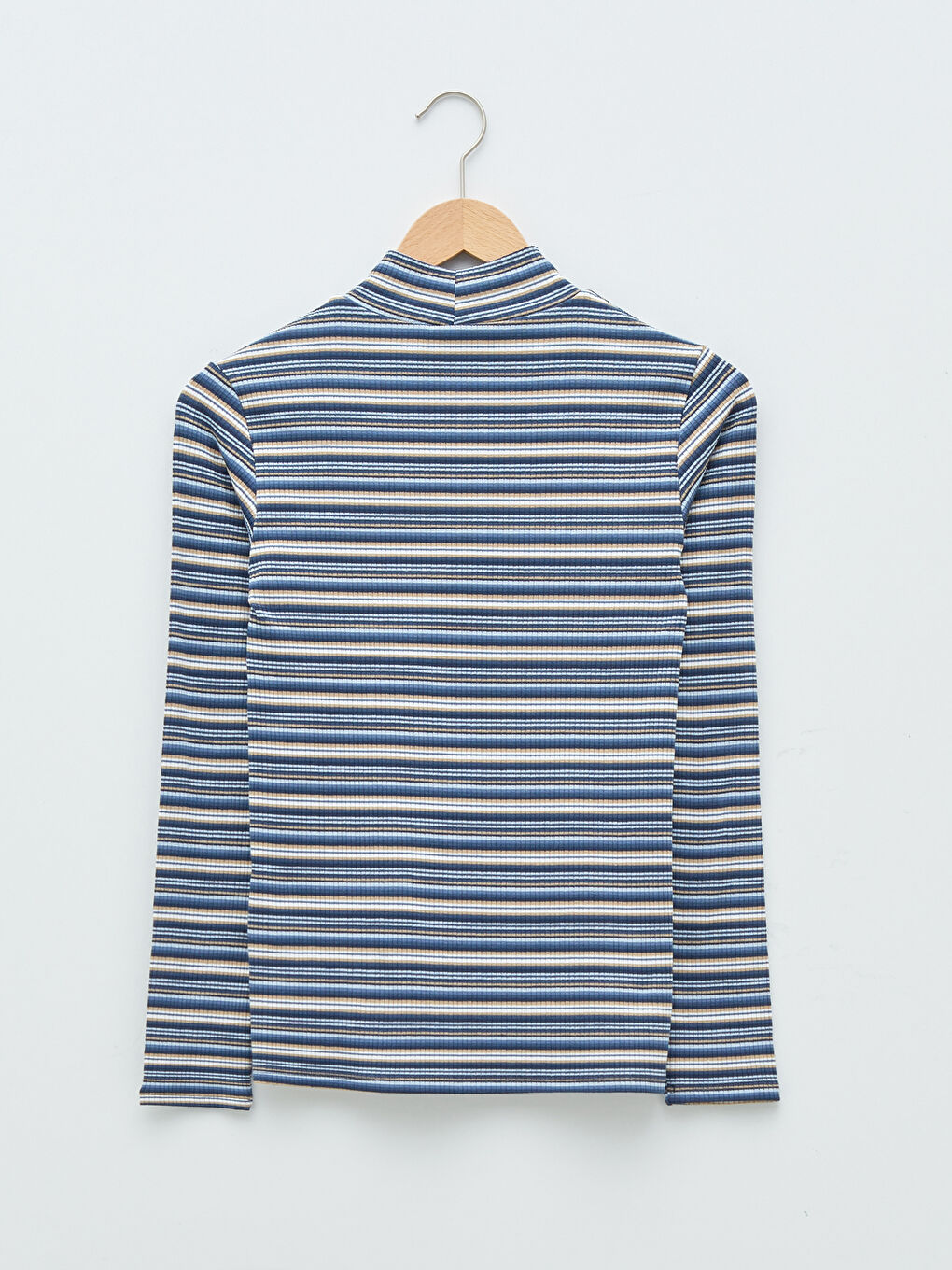 Standing Collar Striped Long Sleeve Camisole Women's T-Shirt-5