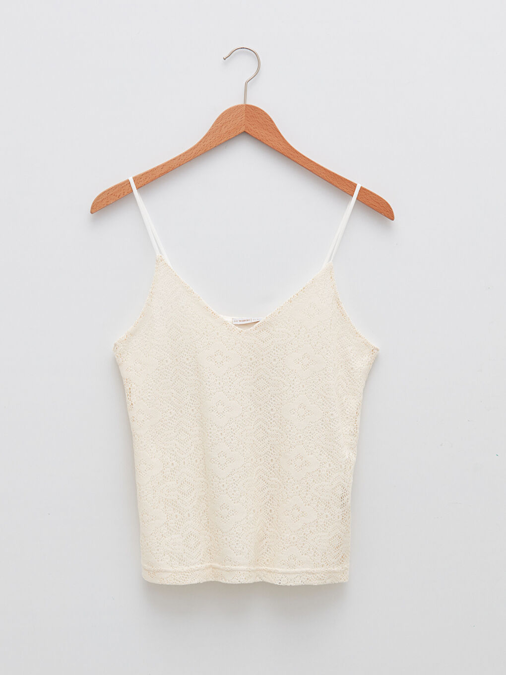 Ekru V Yaka Etnik Desenli Askılı Kadın Atlet-5