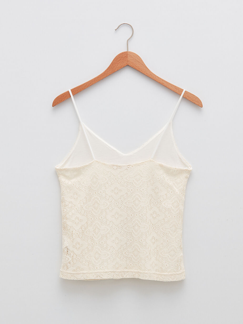 Ekru V Yaka Etnik Desenli Askılı Kadın Atlet-6