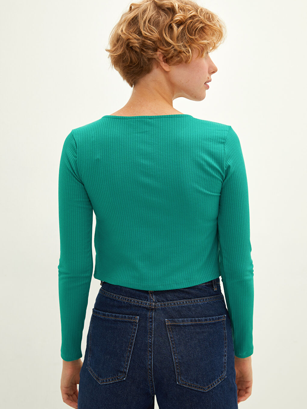 Crew Neck Self Patterned Long Sleeve Women's Cardigan-4