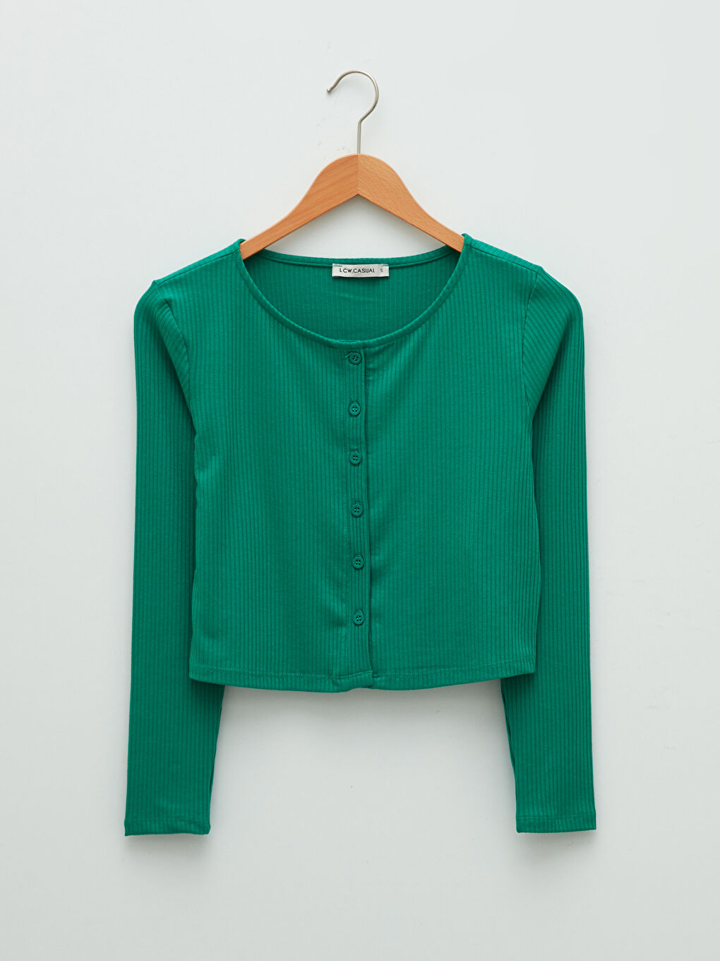 Crew Neck Self Patterned Long Sleeve Women's Cardigan-5