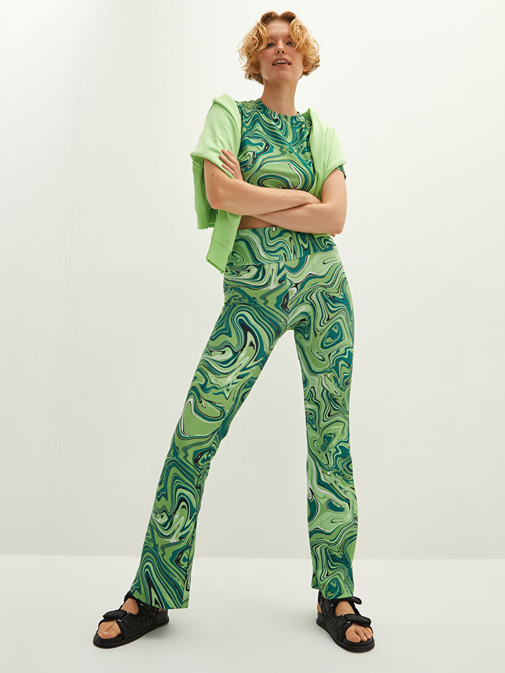 Elasticated Waist Patterned Women's Leggings-2