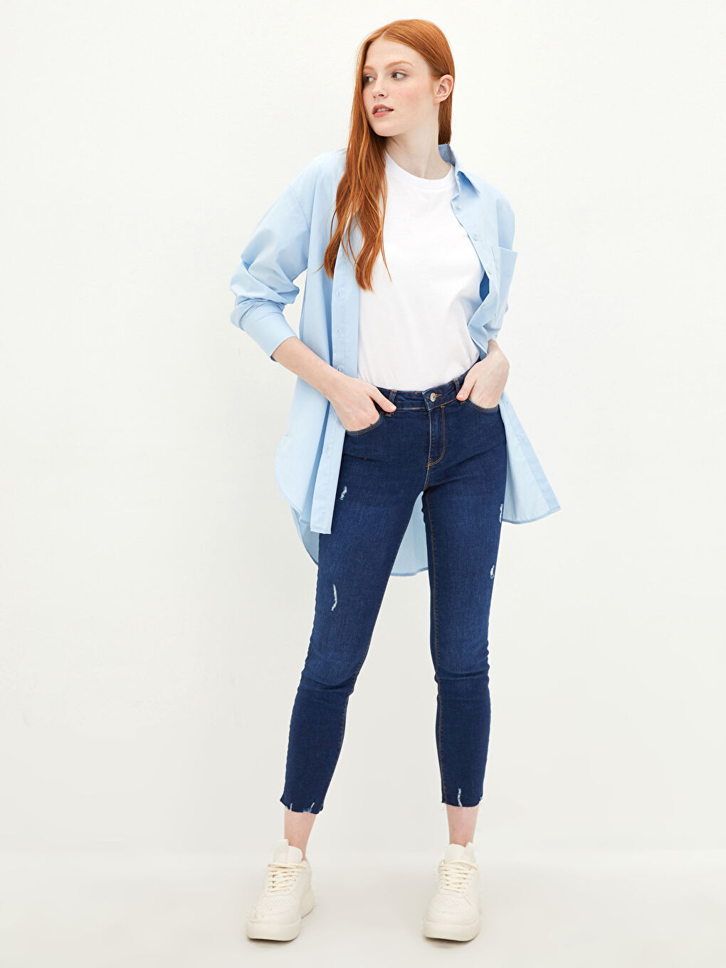 Normal Waist Mercury Skinny Fit Women's Rodeo Jean Trousers with Pocket Detail-1