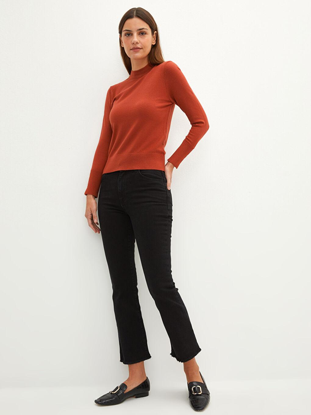 Siyah Mars Flare Düz Cep Detaylı Kadın Jean Pantolon