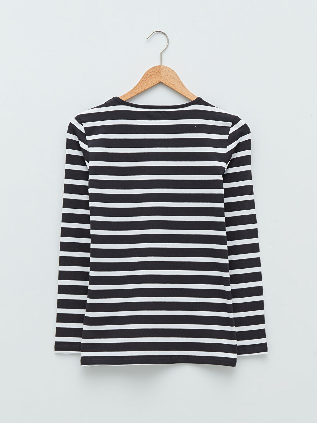 Rundhalsausschnitt Gestreift Langarm Baumwolle Damen T-Shirt-6