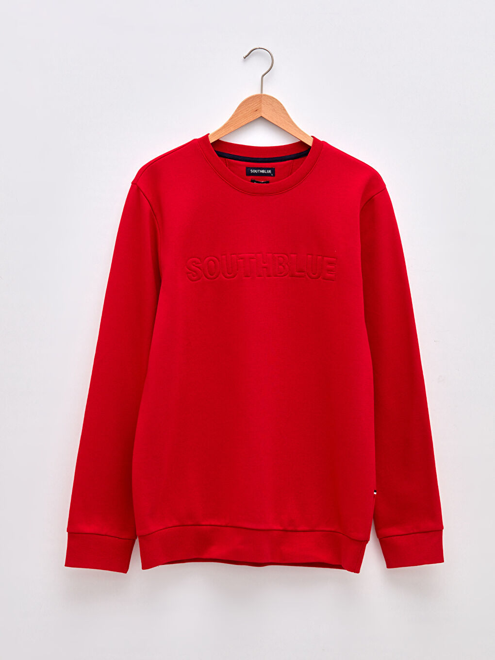 Kırmızı Bisiklet Yaka Uzun Kollu Baskılı Erkek Sweatshirt-5